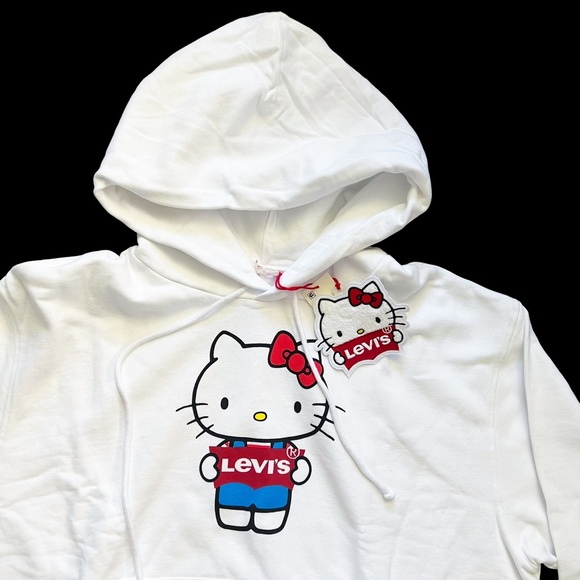 NWT LEVIS Ltd Ed UNBASIC HELLO KITTY WITH PATCH Women's Hoodie Jacket White - Picture 4 of 9